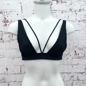 Beach Bunny Apex Black Bikini Top Size Small Tie Back Adjustable Straps